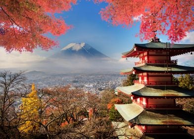 Mount Fuji and Pagoda 