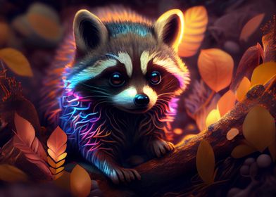 Colorful baby raccoon