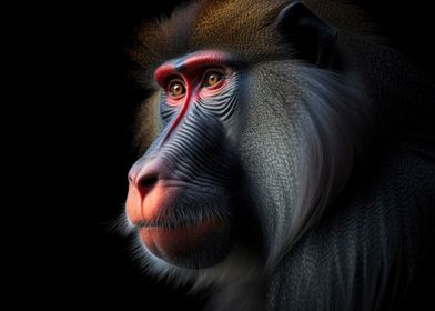 Mandril Portrait Dark