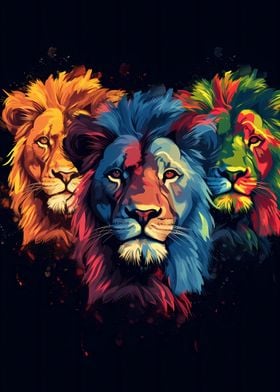 Colorful Lion Portrait 13