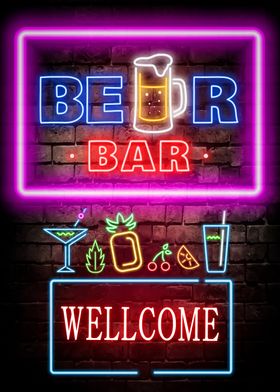 Beer Bar Wellcome Neon
