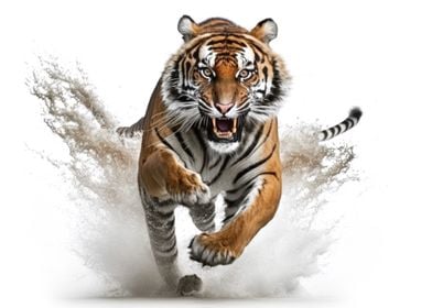Tiger running on camera