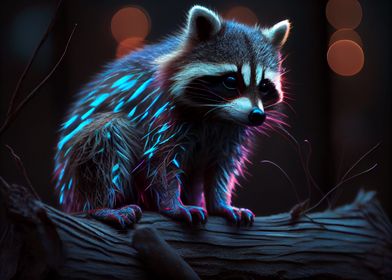 Colorful baby raccoon