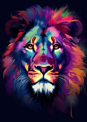 Colorful Lion Portrait 9