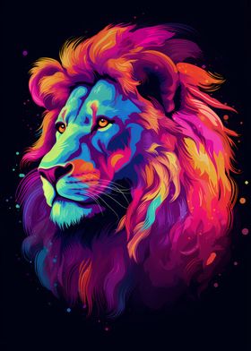 Colorful Lion Portrait 14