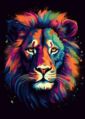 Colorful Lion Portrait 15