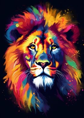 Colorful Lion Portrait 6