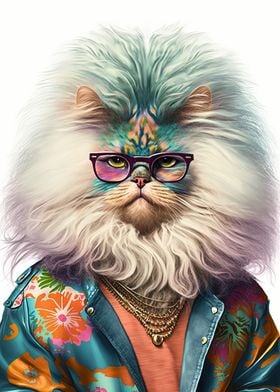 Persian Cat 80s Pop Icon