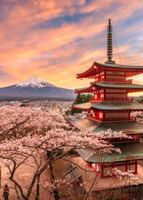 Mt Fuji and Pagoda 