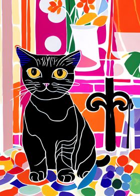 Eclectic Black Cat Poster