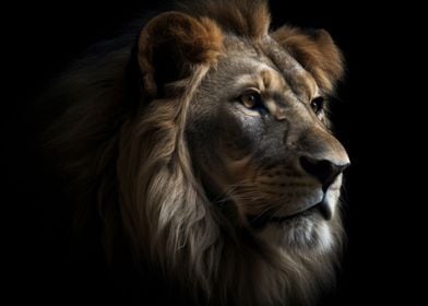 Lion Portrait Dark