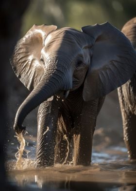 Baby Elephant is playing