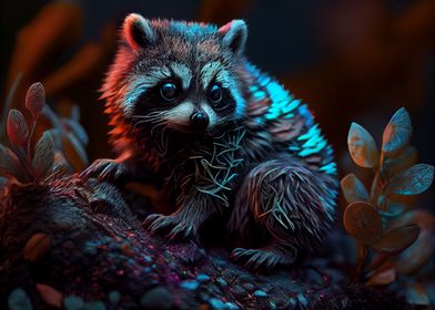 Colorful baby raccoon