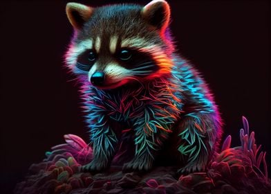 Colorful baby raccoon