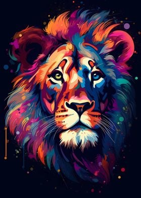 Colorful Lion Portrait 11