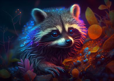 Colorful baby raccoon