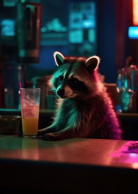 Raccoon in the bar