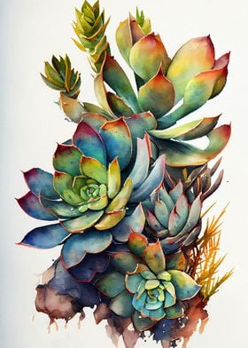 Succulents watercolor art