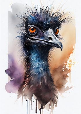 Emu watercolor art