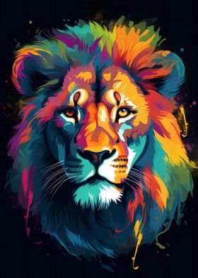 Colorful Lion Portrait 12