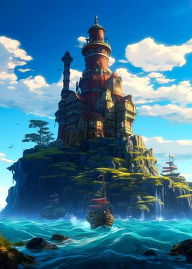 Castle on ocean