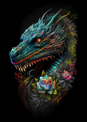 Dragon with Flower Pattern