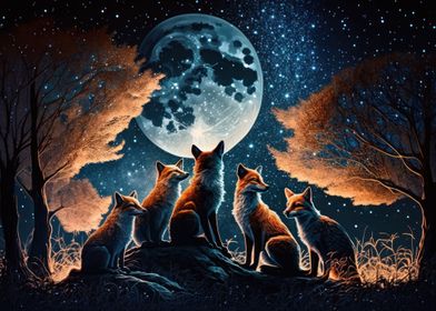 Foxes in a forest