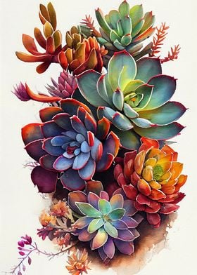 Succulents watercolor art
