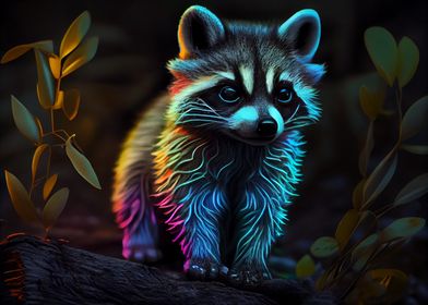 Colorful baby raccoon