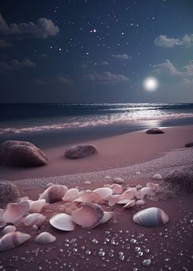 Night Pink Shore Seashells