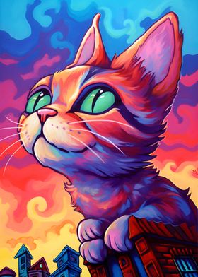 Cat Colorful Paint