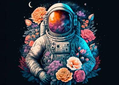 Astronaut on a floral