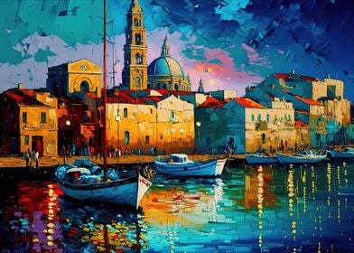 cities malta oil painting