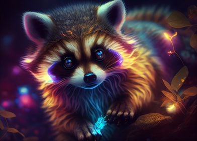 Colorful raccoon