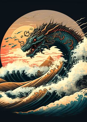 'Dragon off Kanagawa ' Poster by lauren akaety | Displate