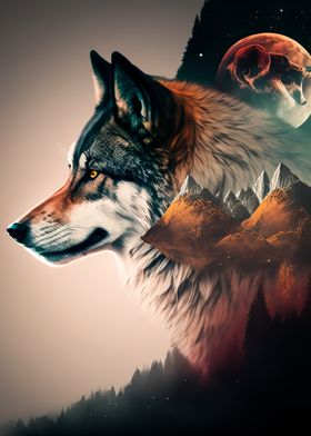 wolf double exposure