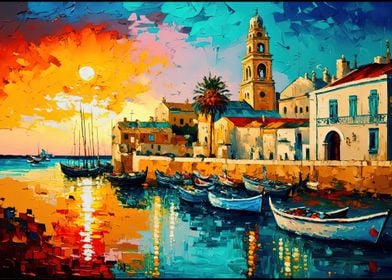 cities malta oil painting