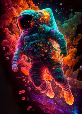 Astronaut in galaxy helmet