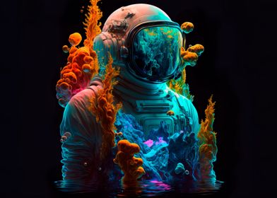 Astronaut in galaxy helmet