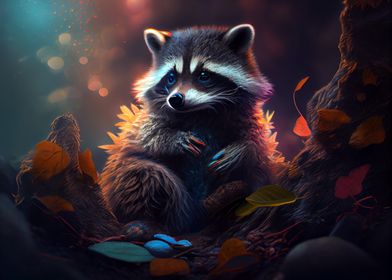 Colorful raccoon