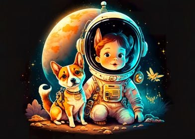 Cute child astronaut 