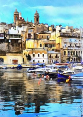 cities malta oil painting