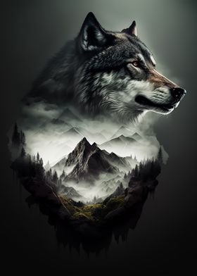 wolf double exposure