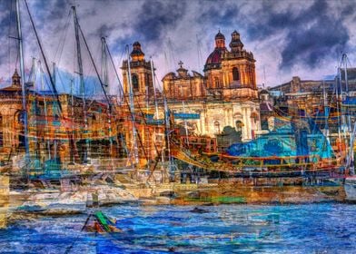 cities malta oil painting