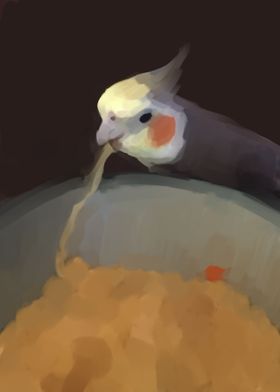 bird with noodle