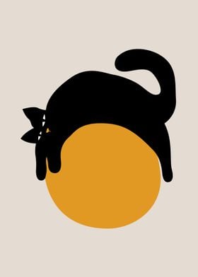 Minimalistic Black Cat Art