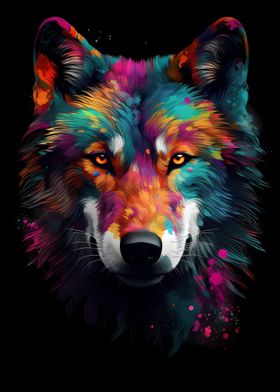 Colorful Wolf Portrait 2