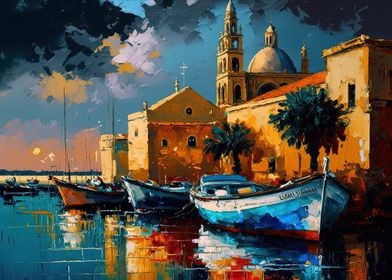 cities malta oil painting