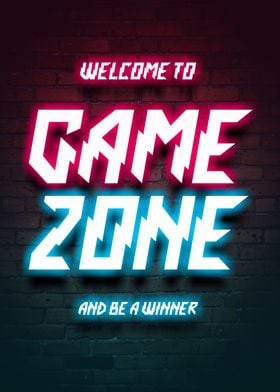 game zone neon text