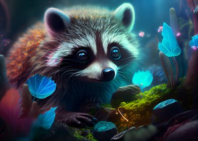 Colorful raccoon